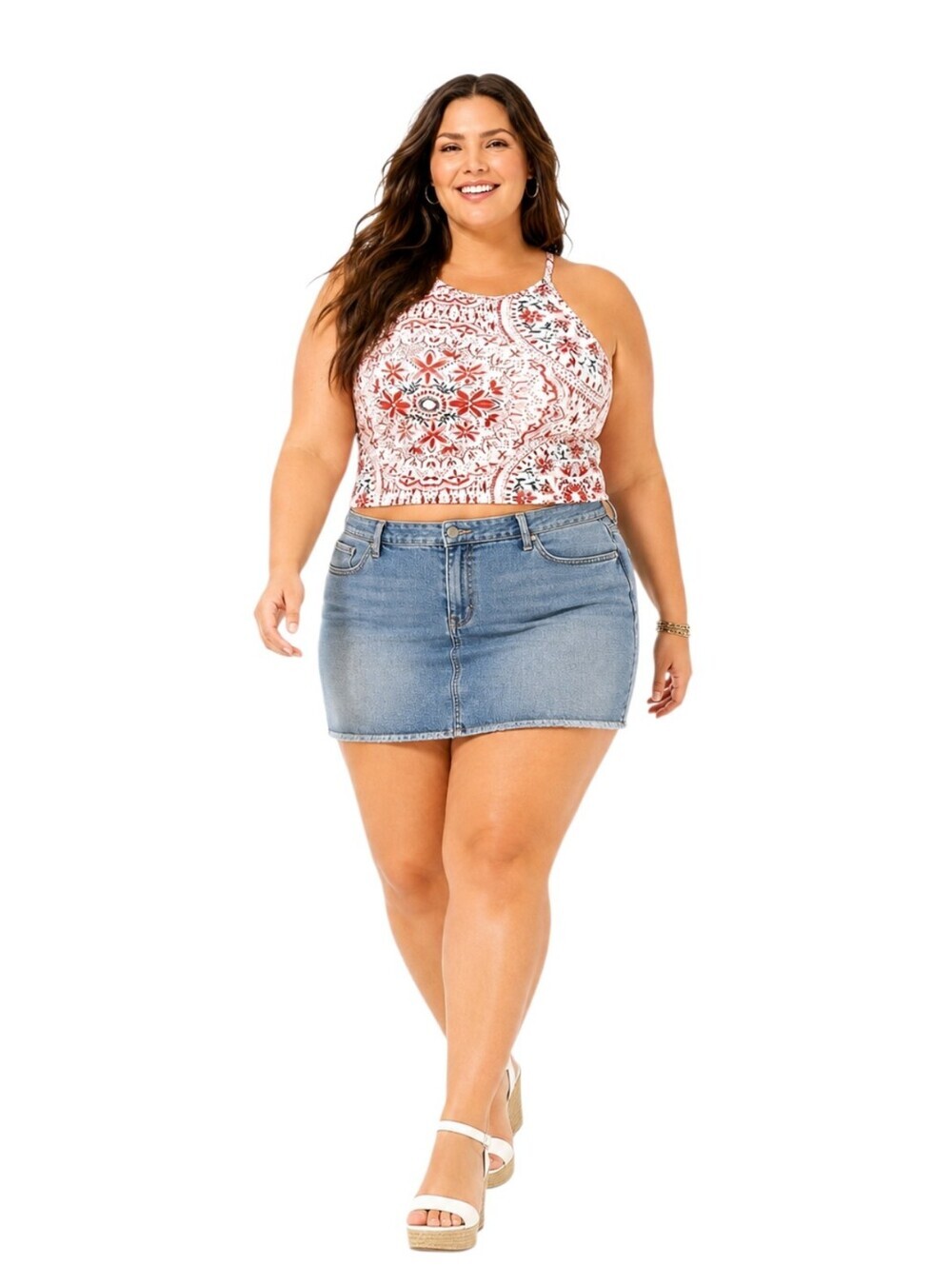 Torrid 4X High Neck Crop Top Doily Medallion Floral Boho NWT
